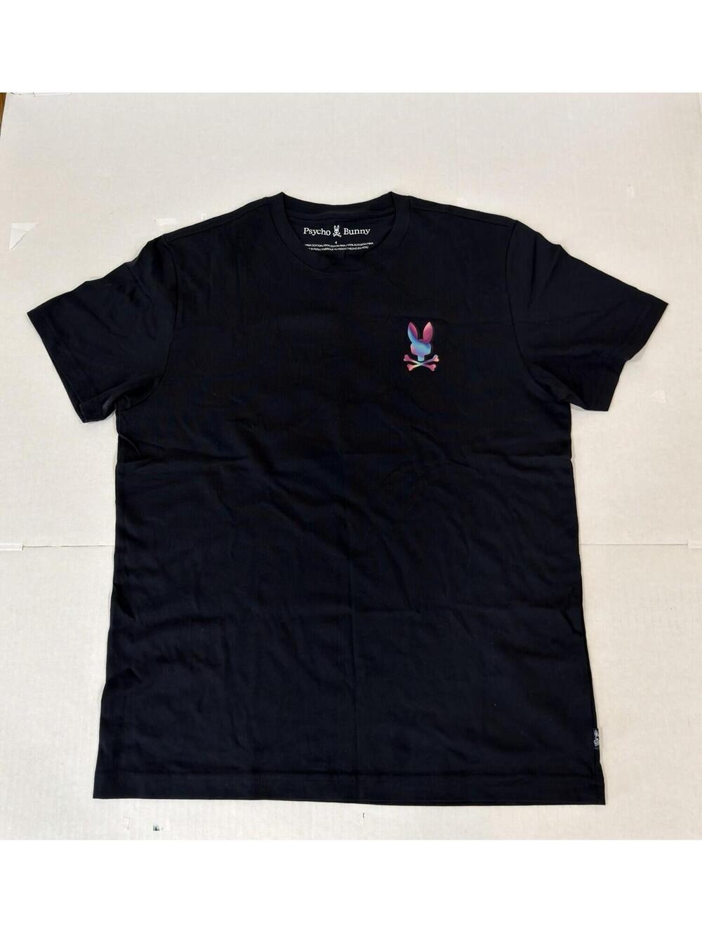 Psycho Bunny Black T-Shirt Size 4 with Colorful Bunny Logo